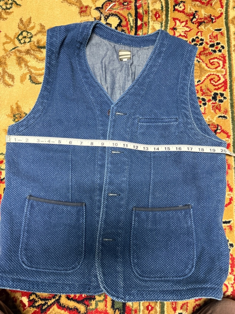 Momotaro Indigo Sashiko Blue Denim Vest - Picture 10 of 13